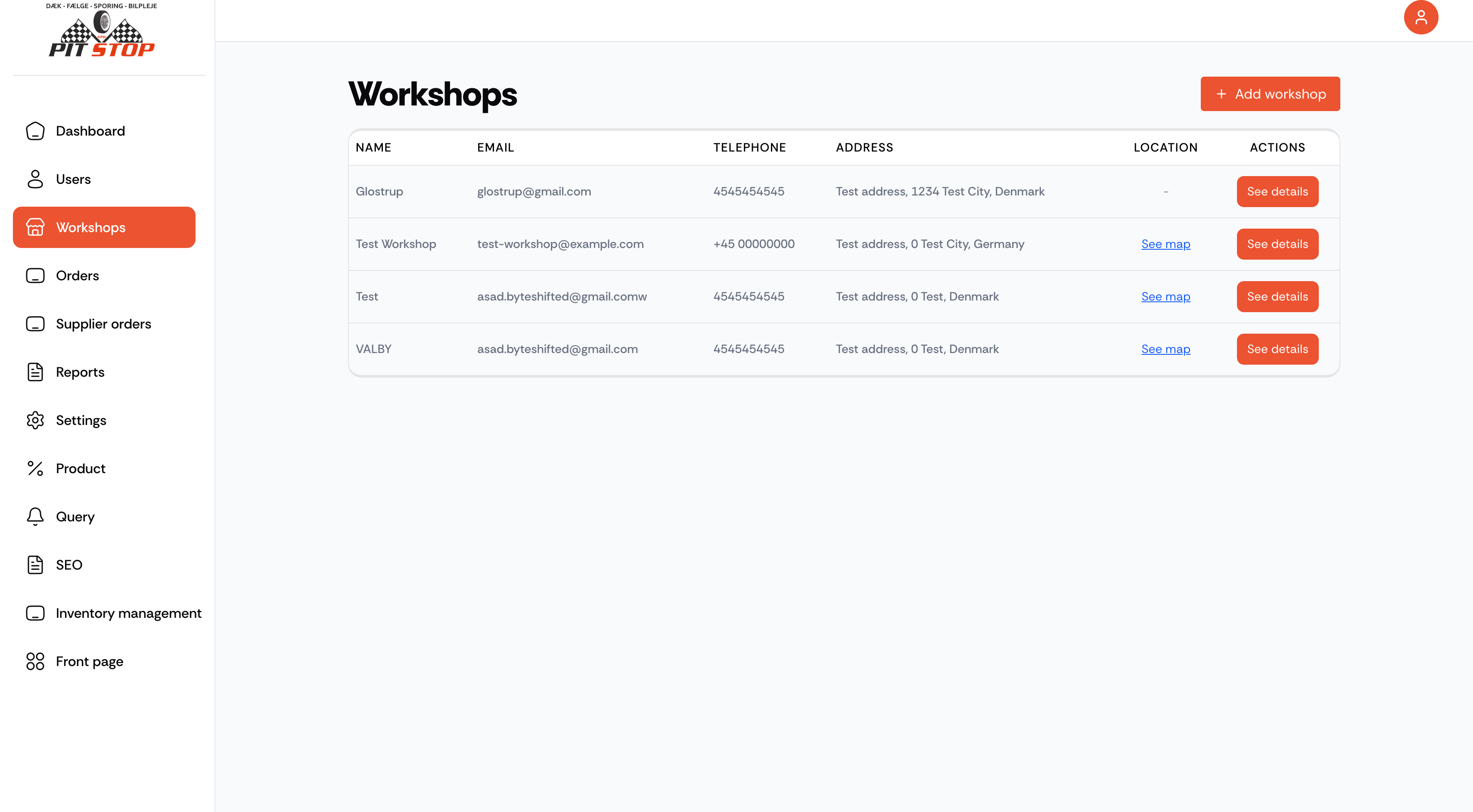 Admin panel. Every branch and its details, added by the team without a developer.